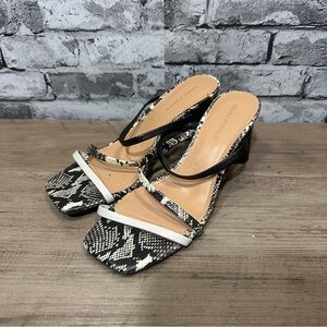 EUC Marc Fisher Black and White Snake Pattern Square Toe Heels Size 7.5M